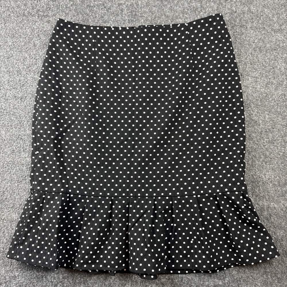 White House Black Market Womens‎ Sz 8 Ruffled Hem Polka Dot Flounce Skirt Office